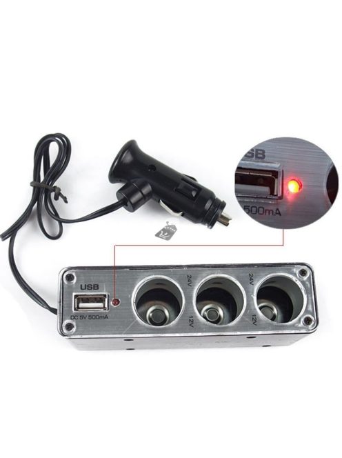 Autós szivargyujtó elosztó + USB