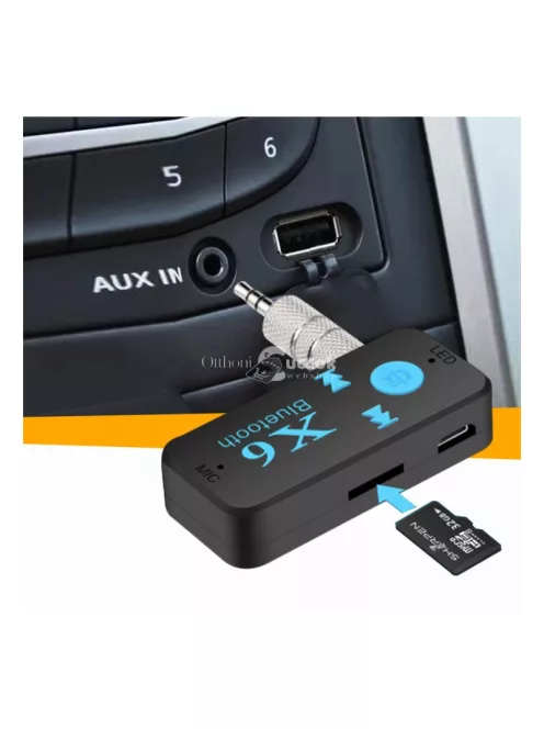 X6 Bluetooth AUX adapter SD kártya foglalattal