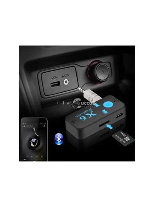 X6 Bluetooth AUX adapter SD kártya foglalattal