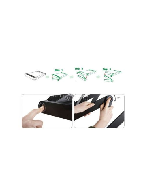 Összecsukható laptop asztal, hűtőventilátorral