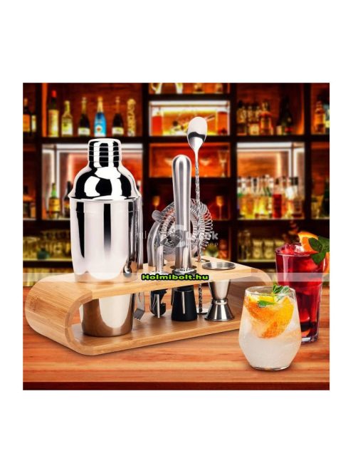 Bambo 700ml-es Bartender készlet, bambusz tartóval