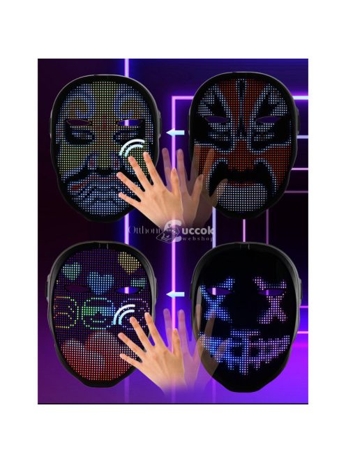 Világító LED Arcmaszk Bluetooth Alkalmazással