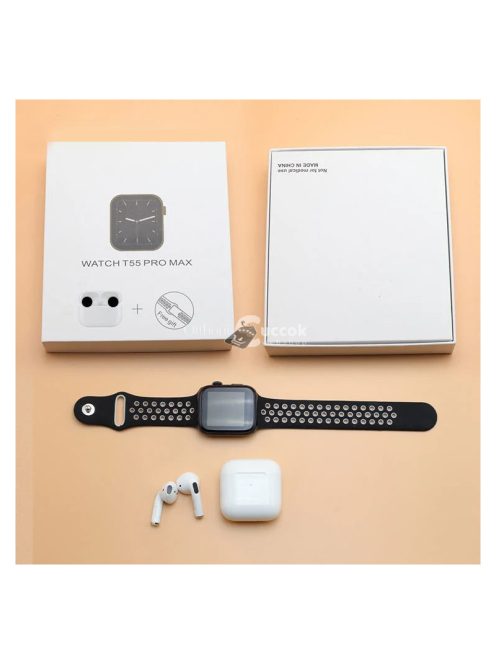 T55 Pro Max okosóra+fülhallgató fekete - ajándék szíjjal