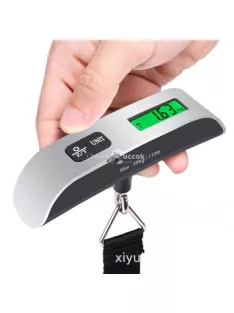   Elektronikus kézi mérleg, LCD kijelző, maximum 50 kg, rögzítő hevederrel