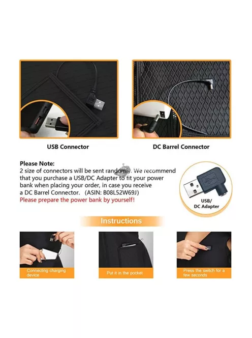 Amaz Lux fekete unisex fűthető mellény EU/4XL