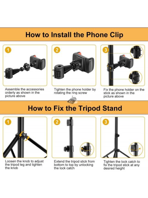 Hakutatz állványos szelfi lámpa 10 colos távirányítóval