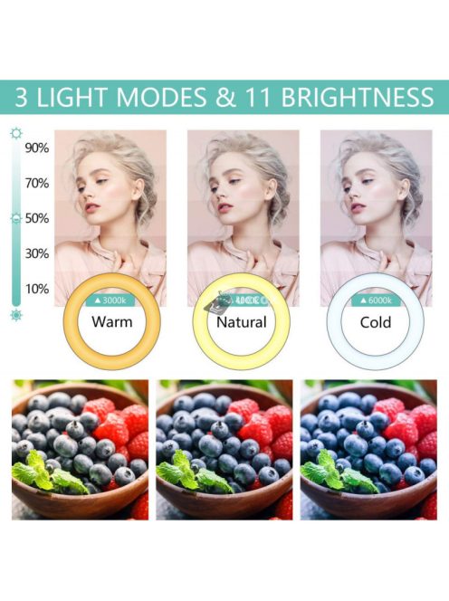 Hakutatz állványos szelfi lámpa 9 colos