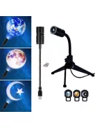Égitest LED projektor, éjszakai dekor kivetítő (Föld, Hold, Hold és csillag)