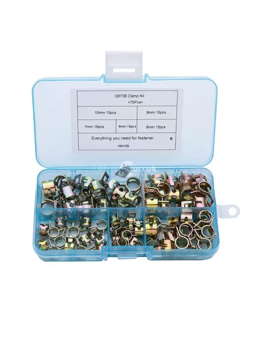 Szorítóbilincs készlet, 75 db Cső bilincs (5 különböző méret)