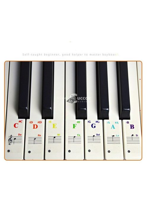 Átlátszó, színes zongorabillentyűzet matricák