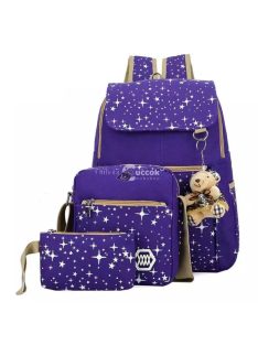 Lila csillagos iskolatáska szett