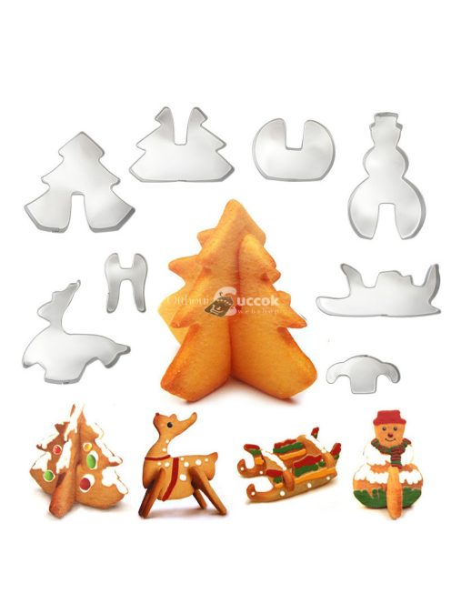 3D karácsonyi sütemény kiszúró 8 db
