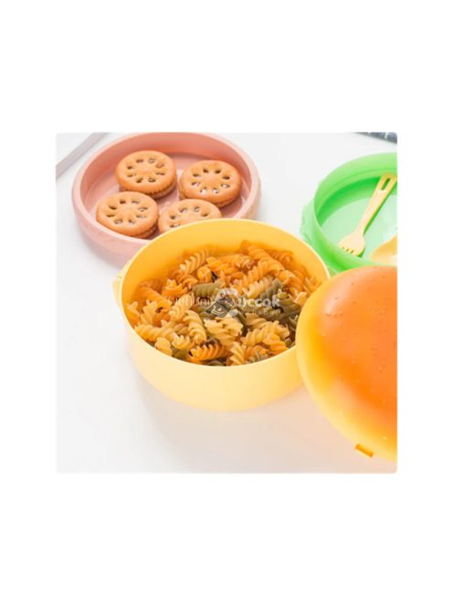 Mikrózható hamburger formájú kétemeletes uzsonnás doboz