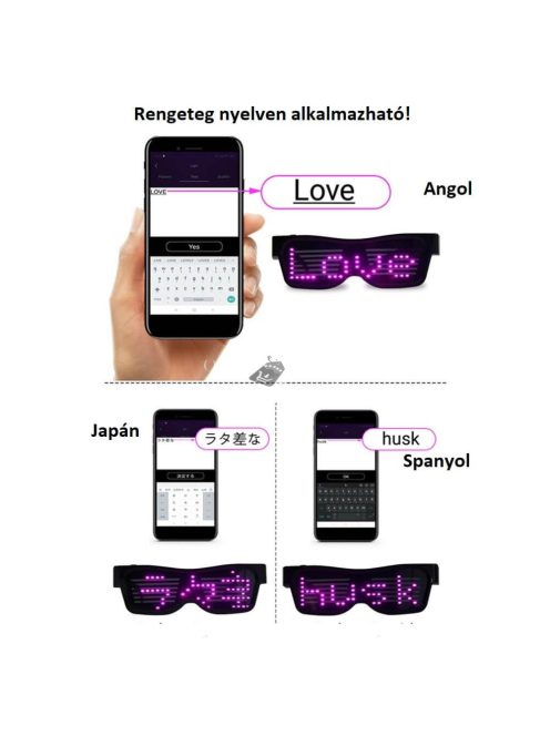 LED kijelzős Party szemüveg (piros)