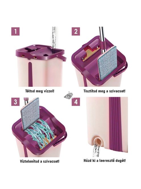 Felmosó szett, felmosó mop vödörrel