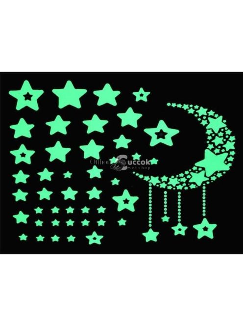 52 db-os, sötétben világító csillag falmatrica