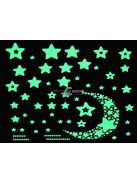 52 db-os, sötétben világító csillag falmatrica