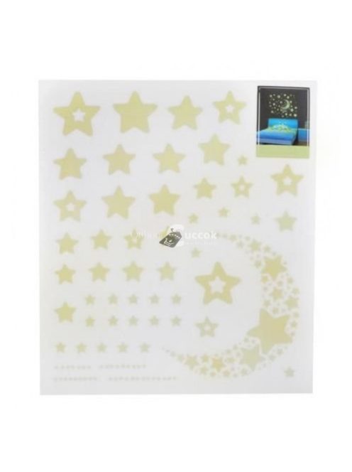 52 db-os, sötétben világító csillag falmatrica