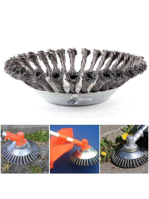 Térkő tisztító, gyomeltávolító kefe fűkaszához