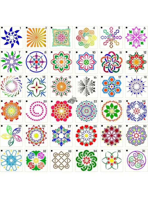 Mandala stencil, rajzsablon 36 db