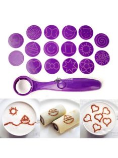   Kávé és palacsinta díszítő kanál - 16 db dekorációs mintával