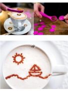 Kávé és palacsinta díszítő kanál - 16 db dekorációs mintával