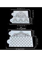 Tortadíszítő sablon, Virág mintás dekoráló stencil (4 db)