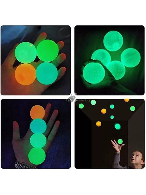 4db Fluoreszkáló ragadós fallabda