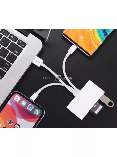 Multifunkcionális kártyaolvasó, háromféle USB adatkábellel