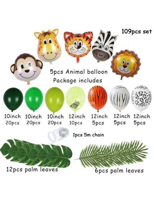Dzsungel party lufi szett (109 darabos)
