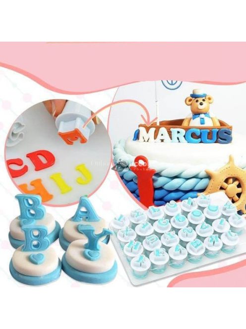 ABC betű szaggató tortadíszítéshez, ABC-s fondant forma
