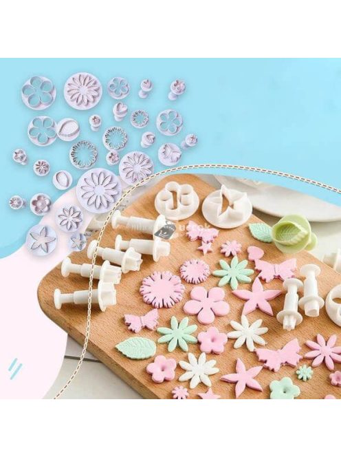 Tortadíszítő készlet, Tortadísz fondant forma (33 db)
