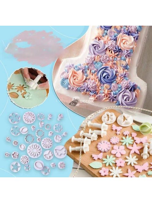 Tortadíszítő készlet, Tortadísz fondant forma (33 db)