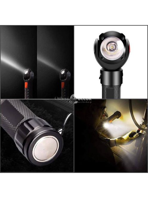 360 fokban forgatható LED zseblámpa mágneses rögzítéssel 