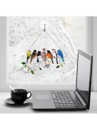 Színes, festett műanyagból készült dekor madarak