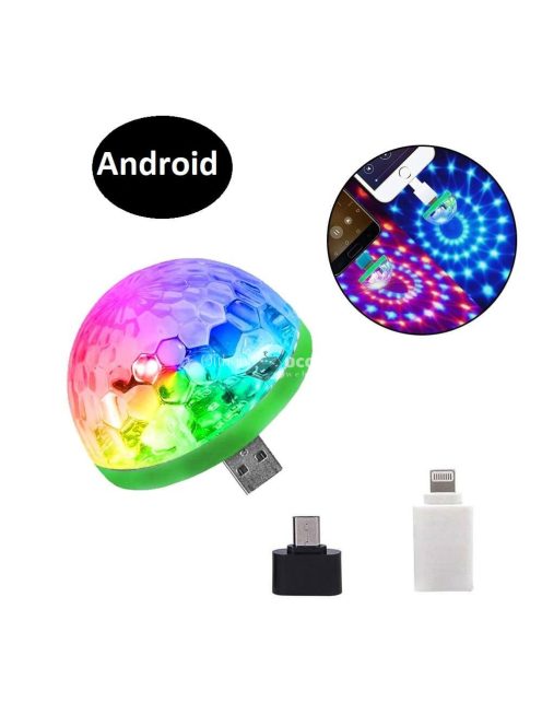 Mini RGB disco gömb Andriod csatlakozóval
