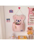 Falra szerelhető macis tároló -  Rózsaszín