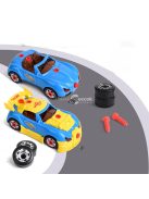 Szerelő gyermekjáték készlet, összerakható kisautóval