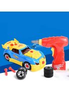 Szerelő gyermekjáték készlet, összerakható kisautóval