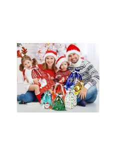 Karácsonyi húzózsinóros ajándéktáska 18 db-os