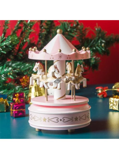 Zenélő karácsonyi körhinta dekoráció - - Rózsaszín