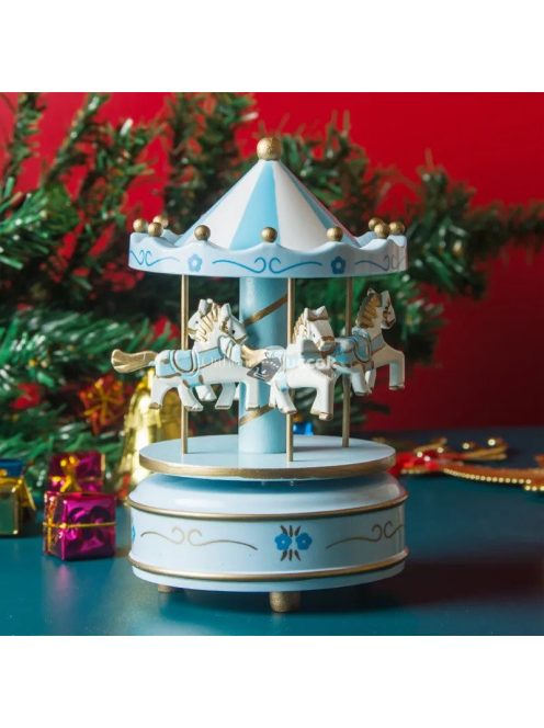 Zenélő karácsonyi körhinta dekoráció - Kék