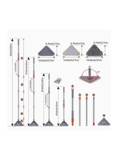   360°-ban forgatható háromszög felmosó, fürdőszobai csempe tisztító, ablakmosó mop