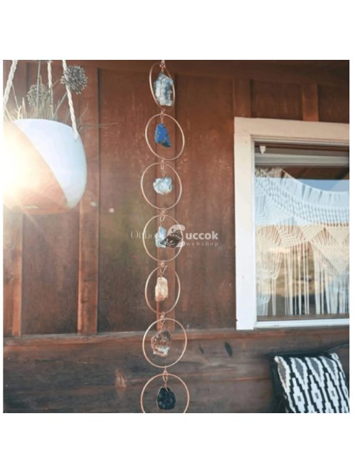 Csakra 7 nyers kristályból álló fali dekoráció és meditációs eszköz