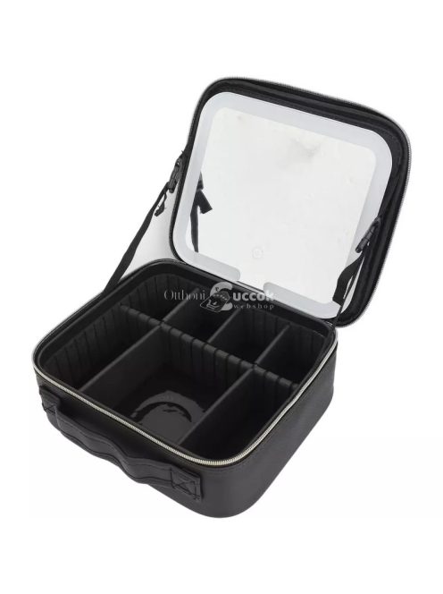 Kozmetikai táska beépített LED-es tükörrel - fekete