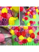 Tulipán alakú sütemény díszítő készlet habzsákkal 