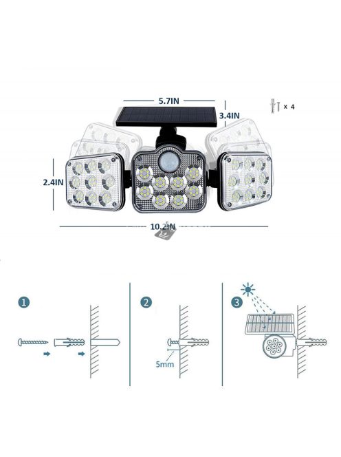 Ultra Erős Fényű Mozgásérzékelős Kültéri Lámpa