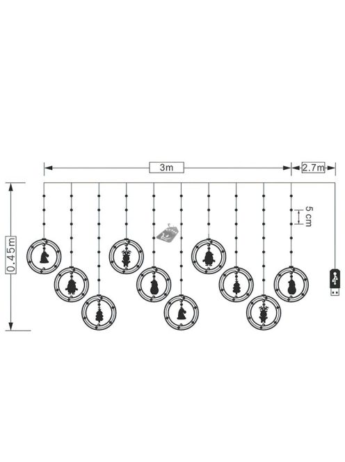 Karácsonyi LED fényfüzér dekoráció