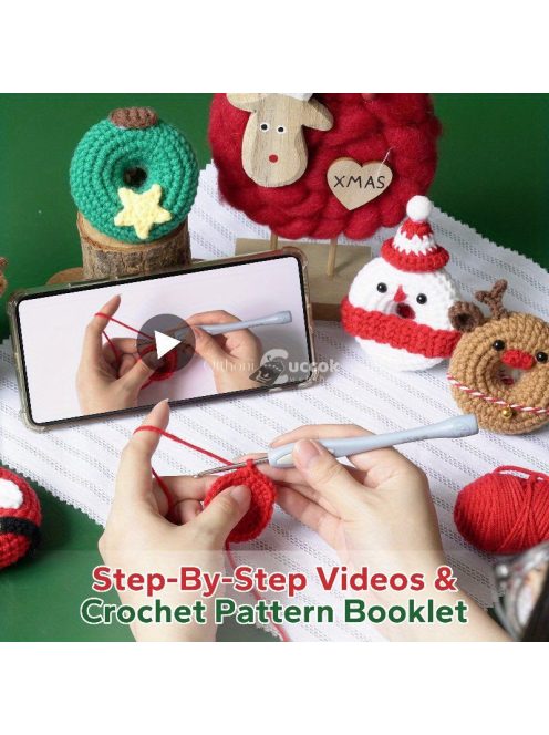 Karácsonyi mintájú fánk horgoló készlet