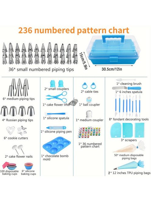 236 db-os Torta díszítő készlet